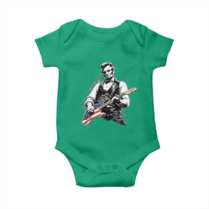 Rockin Abe Abraham Lincoln Playing Electric Guitar Baby Onesie Patriotic Music Rocker Mashup 4th of July Celebration TS02 Irish Green Print Your Wear