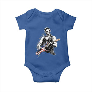 Rockin Abe Abraham Lincoln Playing Electric Guitar Baby Onesie Patriotic Music Rocker Mashup 4th of July Celebration TS02 Royal Blue Print Your Wear