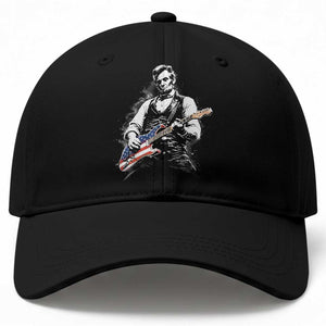 Rockin Abe Abraham Lincoln Playing Electric Guitar Baseball Cap Patriotic Music Rocker Mashup 4th of July Celebration TS02 Print Your Wear