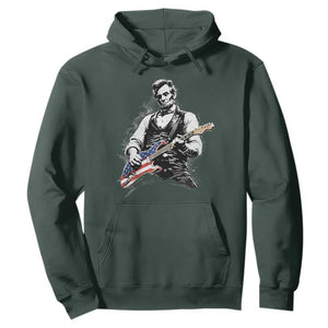 Rockin Abe Abraham Lincoln Playing Electric Guitar Hoodie Patriotic Music Rocker Mashup 4th of July Celebration TS02 Dark Forest Green Print Your Wear