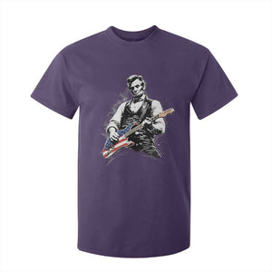 Rockin Abe Abraham Lincoln Playing Electric Guitar T Shirt For Kid Patriotic Music Rocker Mashup 4th of July Celebration TS02 Purple Print Your Wear