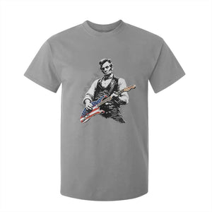 Rockin Abe Abraham Lincoln Playing Electric Guitar T Shirt For Kid Patriotic Music Rocker Mashup 4th of July Celebration TS02 Sport Gray Print Your Wear