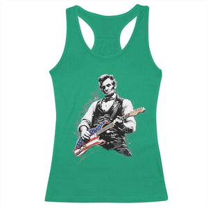 Rockin Abe Abraham Lincoln Playing Electric Guitar Racerback Tank Top Patriotic Music Rocker Mashup 4th of July Celebration TS02 Irish Green Print Your Wear
