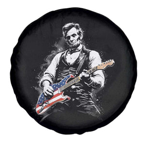 Rockin Abe Abraham Lincoln Playing Electric Guitar Spare Tire Cover Patriotic Music Rocker Mashup 4th of July Celebration TS02 Print Your Wear