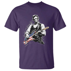 Rockin Abe Abraham Lincoln Playing Electric Guitar T Shirt Patriotic Music Rocker Mashup 4th of July Celebration TS02 Purple Print Your Wear