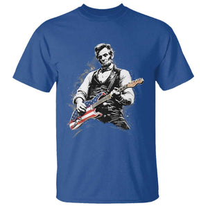 Rockin Abe Abraham Lincoln Playing Electric Guitar T Shirt Patriotic Music Rocker Mashup 4th of July Celebration TS02 Royal Blue Print Your Wear