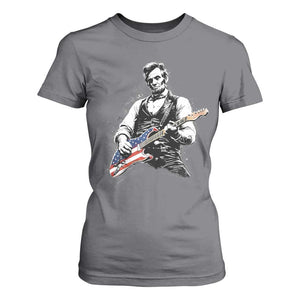 Rockin Abe Abraham Lincoln Playing Electric Guitar T Shirt For Women Patriotic Music Rocker Mashup 4th of July Celebration TS02 Charcoal Print Your Wear