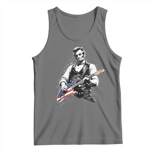 Rockin Abe Abraham Lincoln Playing Electric Guitar Tank Top Patriotic Music Rocker Mashup 4th of July Celebration TS02 Black Heather Print Your Wear