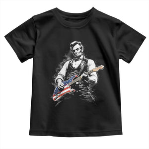 Rockin Abe Abraham Lincoln Playing Electric Guitar Toddler T Shirt Patriotic Music Rocker Mashup 4th of July Celebration TS02 Black Print Your Wear