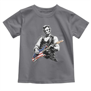Rockin Abe Abraham Lincoln Playing Electric Guitar Toddler T Shirt Patriotic Music Rocker Mashup 4th of July Celebration TS02 Charcoal Print Your Wear