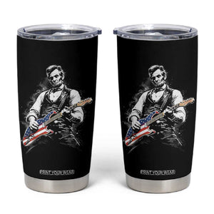 Rockin Abe Abraham Lincoln Playing Electric Guitar Tumbler Cup Patriotic Music Rocker Mashup 4th of July Celebration TS02 Black Print Your Wear