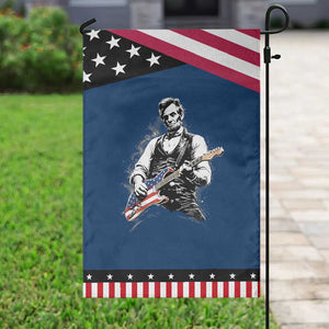 Rockin Abe Abraham Lincoln Playing Electric Guitar Garden Flag Patriotic Music Rocker Mashup 4th of July Celebration TS02 Classic Blue Black Print Your Wear