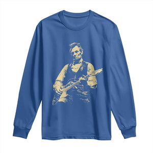 Vintage Rockin Abe Abraham Lincoln Playing Electric Guitar Long Sleeve Shirt Patriotic Music Rocker Mashup 4th of July Celebration TS02 Royal Blue Print Your Wear