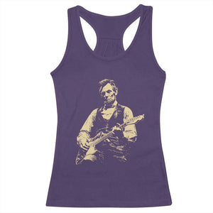 Vintage Rockin Abe Abraham Lincoln Playing Electric Guitar Racerback Tank Top Patriotic Music Rocker Mashup 4th of July Celebration TS02 Purple Print Your Wear