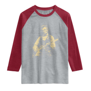 Vintage Rockin Abe Abraham Lincoln Playing Electric Guitar Raglan Shirt Patriotic Music Rocker Mashup 4th of July Celebration TS02 Heather Gray Heather Red Print Your Wear
