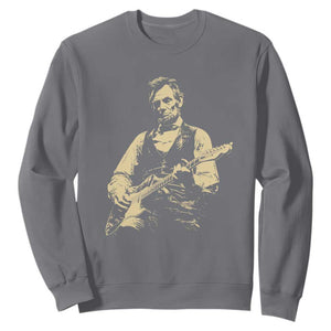 Vintage Rockin Abe Abraham Lincoln Playing Electric Guitar Sweatshirt Patriotic Music Rocker Mashup 4th of July Celebration TS02 Charcoal Print Your Wear