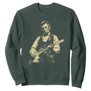 Vintage Rockin Abe Abraham Lincoln Playing Electric Guitar Sweatshirt Patriotic Music Rocker Mashup 4th of July Celebration TS02 Dark Forest Green Print Your Wear