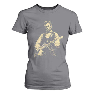 Vintage Rockin Abe Abraham Lincoln Playing Electric Guitar T Shirt For Women Patriotic Music Rocker Mashup 4th of July Celebration TS02 Charcoal Print Your Wear