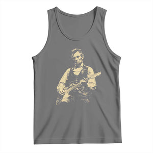 Vintage Rockin Abe Abraham Lincoln Playing Electric Guitar Tank Top Patriotic Music Rocker Mashup 4th of July Celebration TS02 Black Heather Print Your Wear