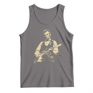 Vintage Rockin Abe Abraham Lincoln Playing Electric Guitar Tank Top Patriotic Music Rocker Mashup 4th of July Celebration TS02 Deep Heather Print Your Wear