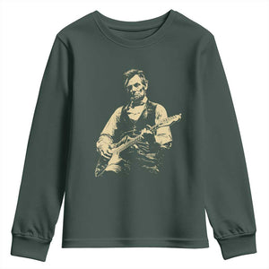 Vintage Rockin Abe Abraham Lincoln Playing Electric Guitar Youth Sweatshirt Patriotic Music Rocker Mashup 4th of July Celebration TS02 Dark Forest Green Print Your Wear