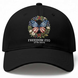 Freedom 250 Years American Flag Butterfly Baseball Cap Floral Wreath Patriotic 1776-2026 Semiquincentennial Celebration TS02 Print Your Wear
