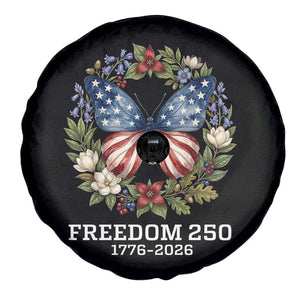 Freedom 250 Years American Flag Butterfly Spare Tire Cover Floral Wreath Patriotic 1776-2026 Semiquincentennial Celebration TS02 Print Your Wear