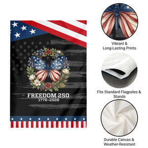 Freedom 250 Years American Flag Butterfly Garden Flag Floral Wreath Patriotic 1776-2026 Semiquincentennial Celebration TS02 Print Your Wear