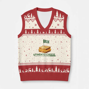 Legendary Pimento Cheese Sandwich Golf Snack V-Neck Knit Sweater Vest Funny Georgia Southern Golfing Traditions Fan Humor TS02 Beige Red Print Your Wear