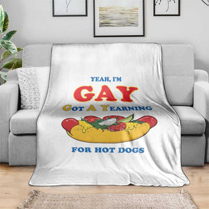 Yeah I’m GAY Got A Yearning For Hot Dogs Throw Blanket Funny Foodie Humor Retro Graphic TS02 Print Your Wear