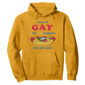 Yeah I’m GAY Got A Yearning For Hot Dogs Hoodie Funny Foodie Humor Retro Graphic TS02 Gold Print Your Wear