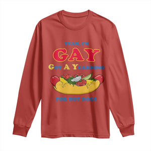 Yeah I’m GAY Got A Yearning For Hot Dogs Long Sleeve Shirt Funny Foodie Humor Retro Graphic TS02 Red Print Your Wear