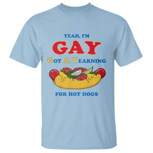 Yeah I’m GAY Got A Yearning For Hot Dogs T Shirt Funny Foodie Humor Retro Graphic TS02 Light Blue Print Your Wear