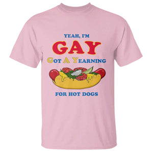 Yeah I’m GAY Got A Yearning For Hot Dogs T Shirt Funny Foodie Humor Retro Graphic TS02 Light Pink Print Your Wear