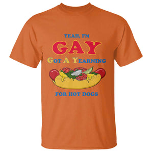 Yeah I’m GAY Got A Yearning For Hot Dogs T Shirt Funny Foodie Humor Retro Graphic TS02 Orange Print Your Wear