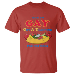 Yeah I’m GAY Got A Yearning For Hot Dogs T Shirt Funny Foodie Humor Retro Graphic TS02 Red Print Your Wear