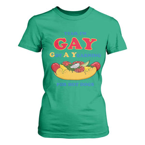 Yeah I’m GAY Got A Yearning For Hot Dogs T Shirt For Women Funny Foodie Humor Retro Graphic TS02 Irish Green Print Your Wear