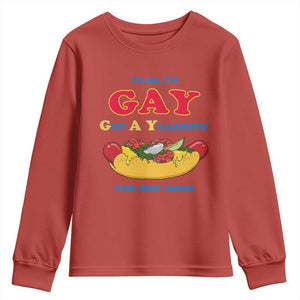Yeah I’m GAY Got A Yearning For Hot Dogs Youth Sweatshirt Funny Foodie Humor Retro Graphic TS02 Red Print Your Wear