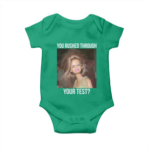 Funny Disheveled Doll Meme Testing Day Baby Onesie You Rushed Through Your Test Teacher Reaction Humor TS02 Irish Green Print Your Wear