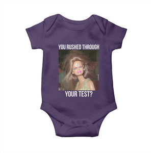 Funny Disheveled Doll Meme Testing Day Baby Onesie You Rushed Through Your Test Teacher Reaction Humor TS02 Purple Print Your Wear