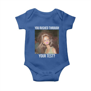 Funny Disheveled Doll Meme Testing Day Baby Onesie You Rushed Through Your Test Teacher Reaction Humor TS02 Royal Blue Print Your Wear