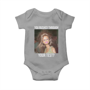 Funny Disheveled Doll Meme Testing Day Baby Onesie You Rushed Through Your Test Teacher Reaction Humor TS02 Sport Gray Print Your Wear