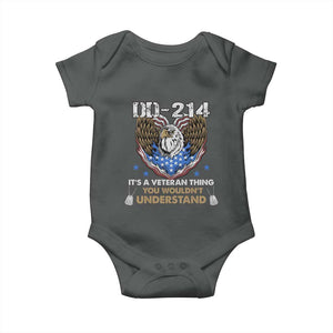 DD-214 Its A Veteran Thing You Wouldnt Understand Baby Onesie Patriotic American Eagle Military Pride Graphic TS02 Dark Heather Print Your Wear