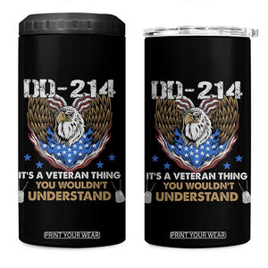 DD-214 Its A Veteran Thing You Wouldnt Understand 4 in 1 Can Cooler Tumbler Patriotic American Eagle Military Pride Graphic TS02 One Size: 16 oz Black Print Your Wear