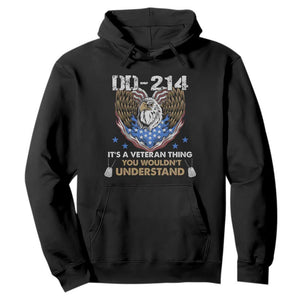 DD-214 Its A Veteran Thing You Wouldnt Understand Hoodie Patriotic American Eagle Military Pride Graphic TS02 Black Print Your Wear