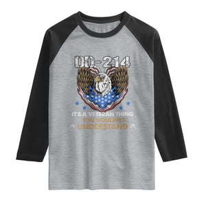 DD-214 Its A Veteran Thing You Wouldnt Understand Raglan Shirt Patriotic American Eagle Military Pride Graphic TS02 Heather Gray Black Print Your Wear