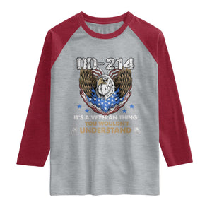 DD-214 Its A Veteran Thing You Wouldnt Understand Raglan Shirt Patriotic American Eagle Military Pride Graphic TS02 Heather Gray Heather Red Print Your Wear