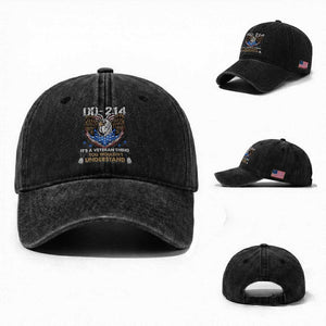 DD-214 Its A Veteran Thing You Wouldnt Understand Washed Cotton Baseball Cap Patriotic American Eagle Military Pride Graphic TS02 Washed Cap Universal Fit Black Print Your Wear