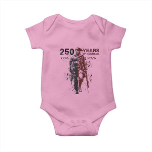 250 Years of Courage Commemorative Patriotic Soldier Baby Onesie American Revolution to Modern Military 1776 to 2026 Semiquincentennial TS02 Light Pink Print Your Wear