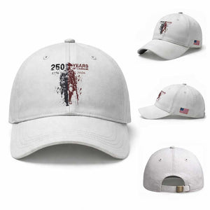 250 Years of Courage Commemorative Patriotic Soldier Baseball Cap American Revolution to Modern Military 1776 to 2026 Semiquincentennial TS02 Baseball Cap Universal Fit White Print Your Wear